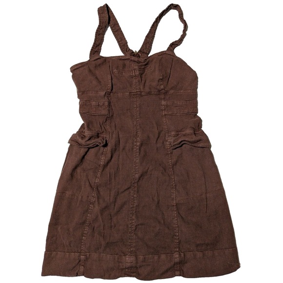 Anthropologie Dresses & Skirts - BY ANTHROPOLOGIE Linen Viscose Stretch Brown Cargo Mini Dress - Women 10